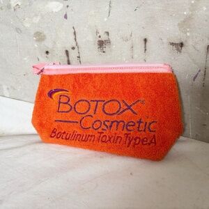 Botox Cosmetic Orange Terrycloth Embroidered Makeup Bag
